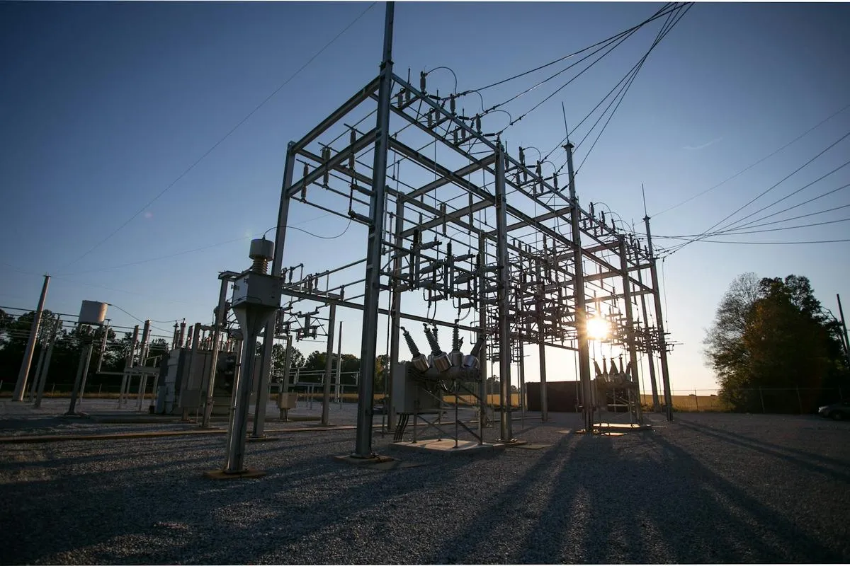 Electrical substation equipment under construction