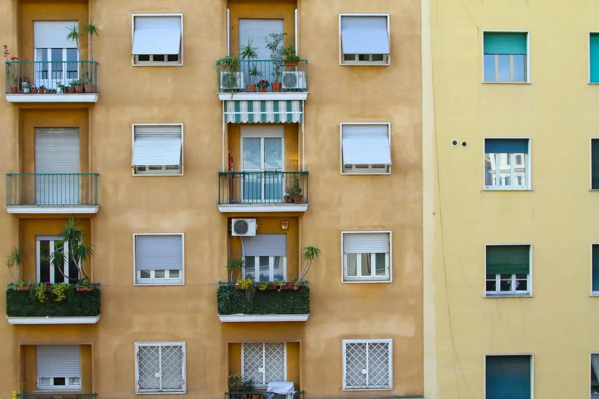 Aging multi-story apartment building exterior