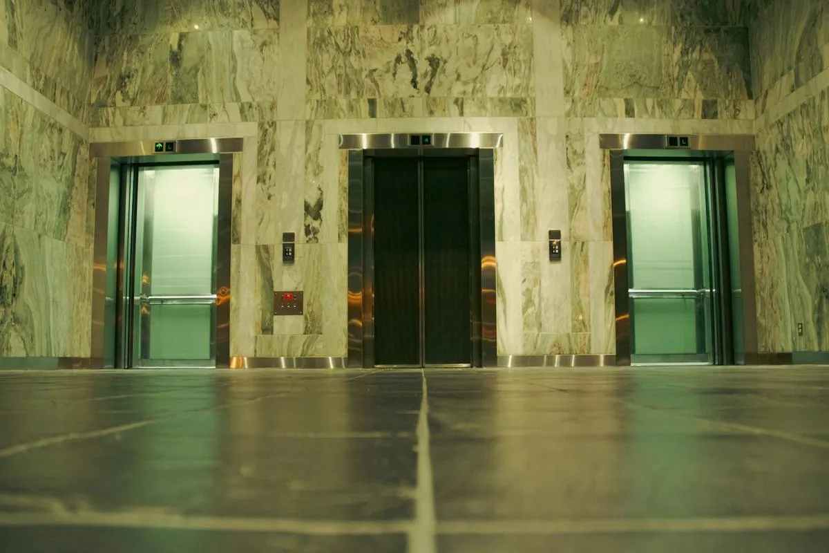 Empty lobby inside a modern office tower
