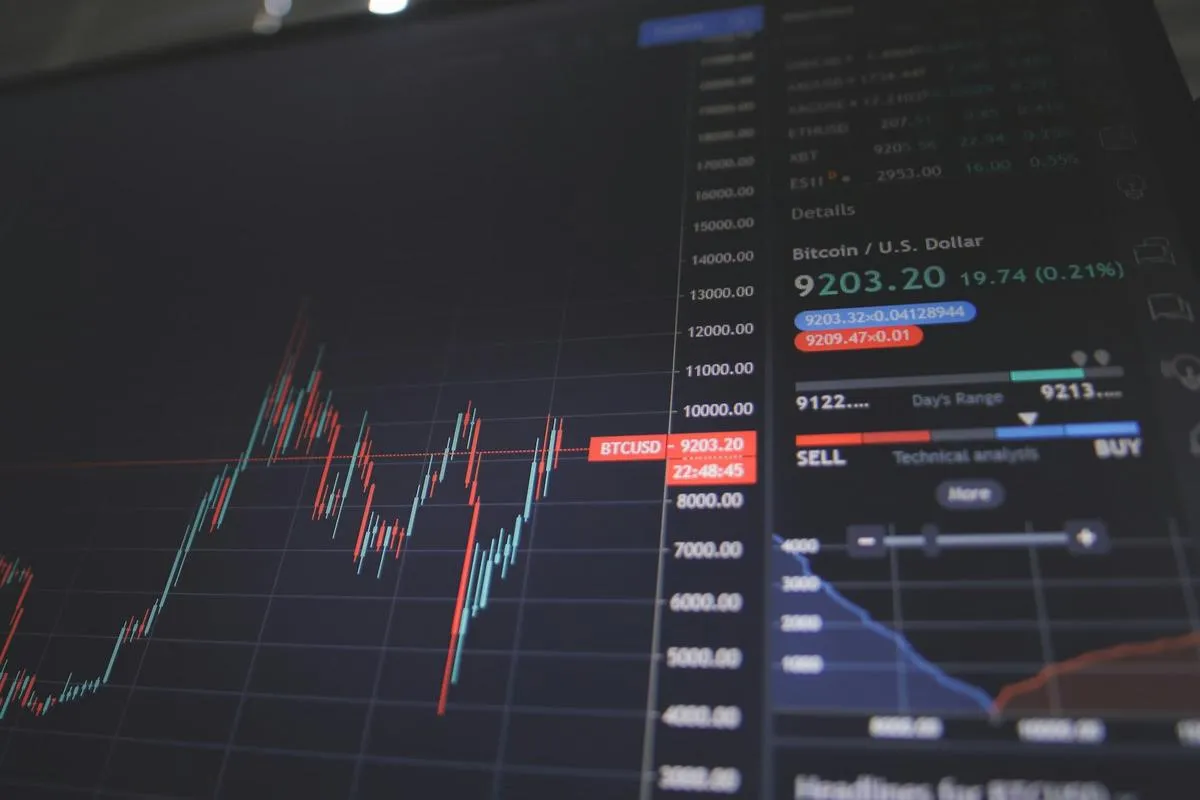 Treasury bond trading desk with market screens